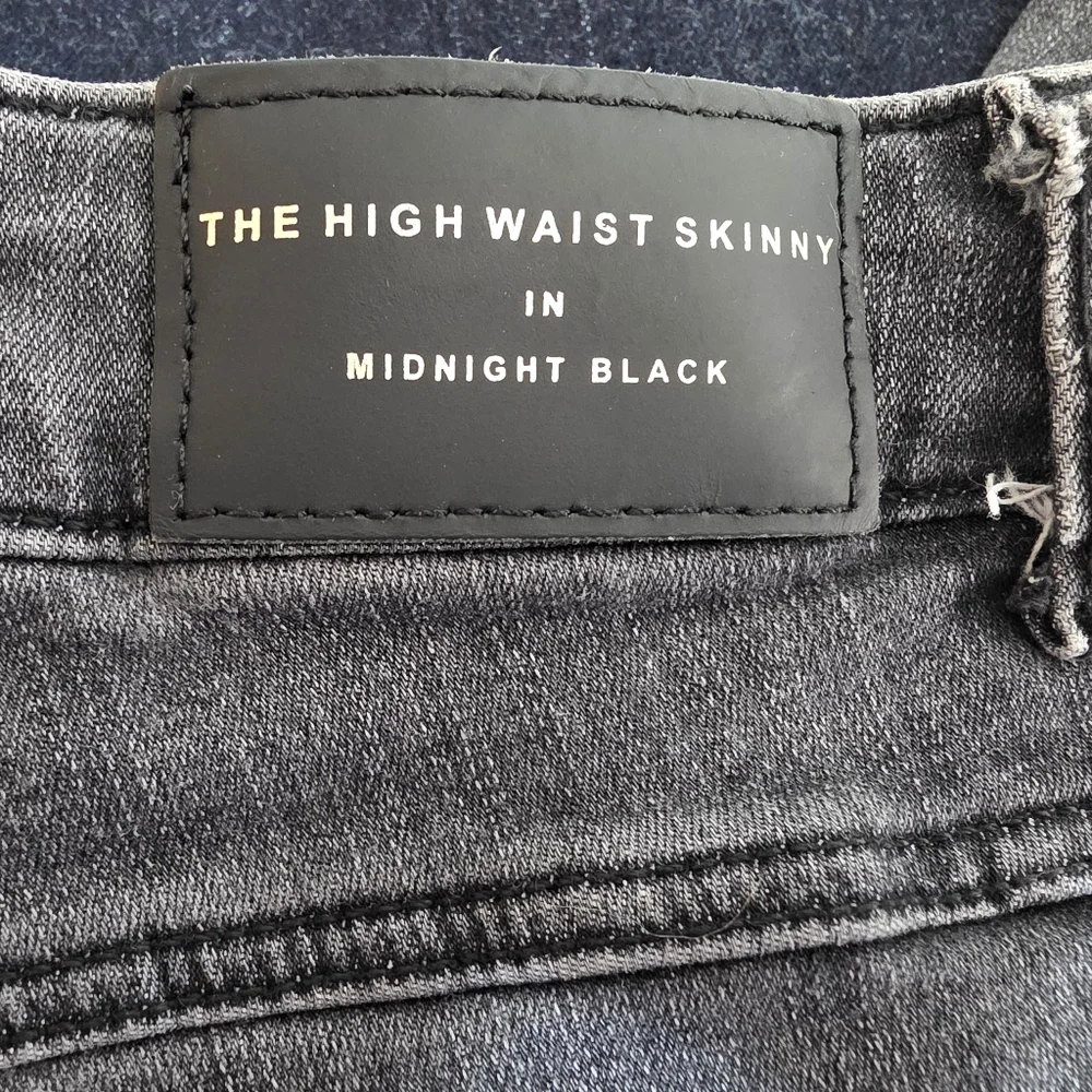 Zara The High Waist Skinny In Midnight Black Jeans Size 2 Raw Hem 1311-BV